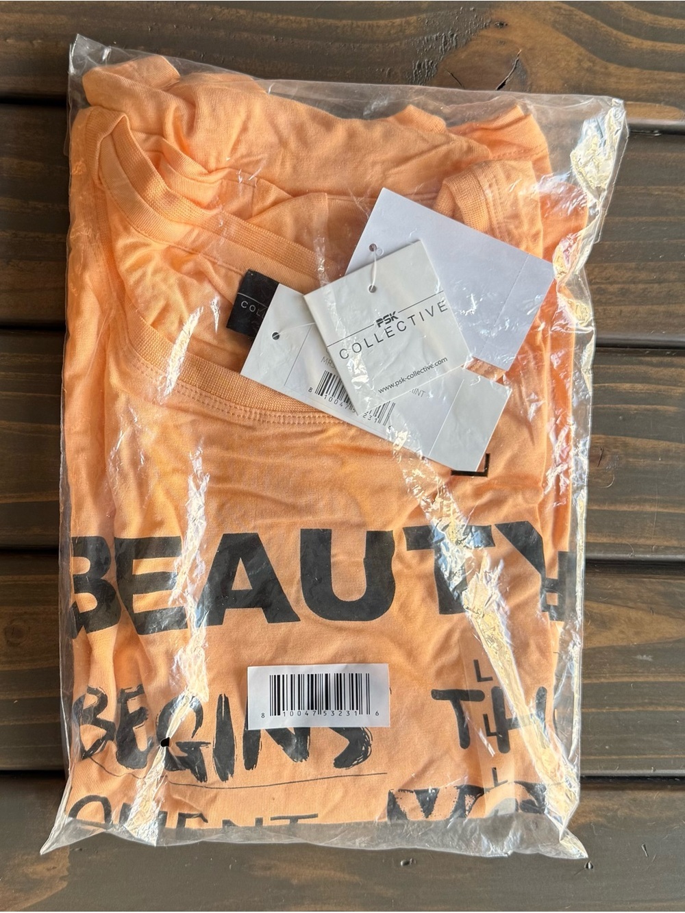 PSK Collective Women's Graphic Printed T-Shirt,Peach Confetti Large - Picture 2 of 5
